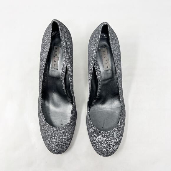 [Jigsaw] London Gray Spotted Print Round Toe Cone Shaped Heels Size 40 US 10 - Picture 4 of 10